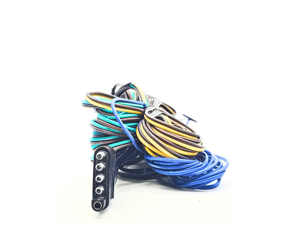25FT 5-Way Trailer Wiring Harness, Jacketed 18AWG Cable, 5-Pin Flat Color-Coded Copper Extension, Trailer-Side for Utility & Boat Trailers
