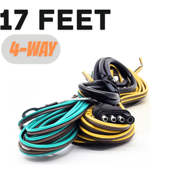 17FT 4-Way Trailer Wiring Harness with Jacketed Cable, 18AWG 4-Pin Flat Extension Connector - Color-Coded Pure Copper Trailer Wire for Utility & Boat Trailers. ALWAYS FREE SHIPPING