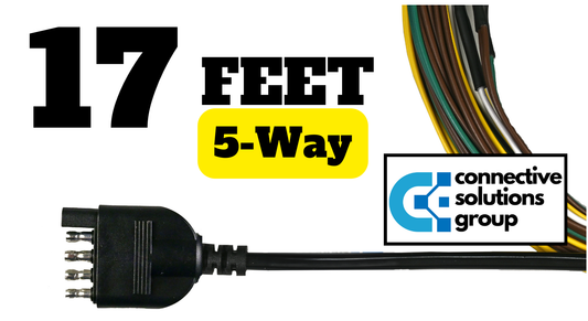 5 Way Trailer Wiring Harness 17FT with Jacketed Cable, 18AWG 5 Pin Flat Trailer Extension Connector Trailer Wiring Color-Coded Pure Copper, Trailer-Side 5 Pin Trailer Wire for Utility Boat