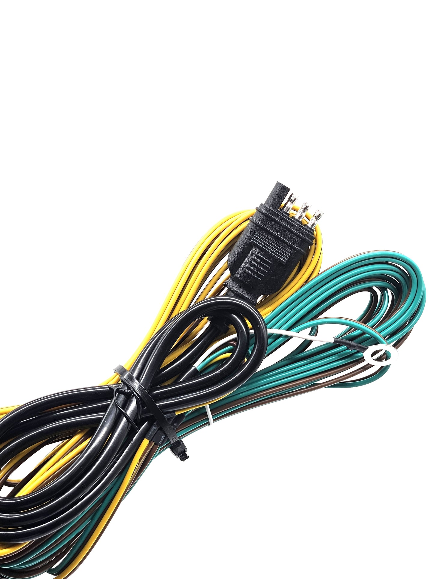 30FT 4-Way Trailer Wiring Harness, Jacketed 18AWG Cable, 4-Pin Flat Color-Coded Copper Extension, Trailer-Side for Utility & Boat Trailers