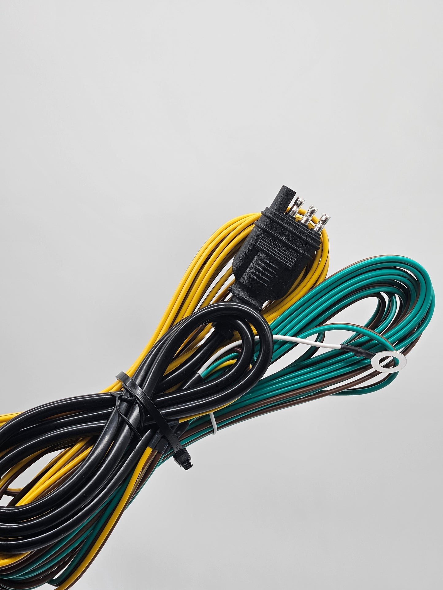 4 Way Trailer Wiring Harness 30FT with Jacketed Cable, 18AWG 4 Pin Flat Trailer Extension Connector Trailer Wiring Color-Coded Pure Copper, Trailer-Side 4 Pin Trailer Wire for Utility Boat
