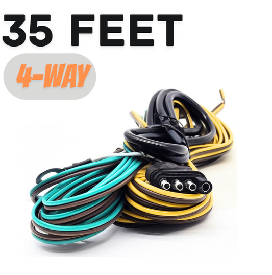 35FT 4-Way Trailer Wiring Harness, Jacketed 18AWG Cable, 4-Pin Flat Color-Coded Copper Extension, Trailer-Side for Utility & Boat Trailers