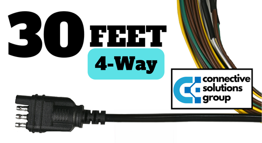 4 Way Trailer Wiring Harness 30FT with Jacketed Cable, 18AWG 4 Pin Flat Trailer Extension Connector Trailer Wiring Color-Coded Pure Copper, Trailer-Side 4 Pin Trailer Wire for Utility Boat