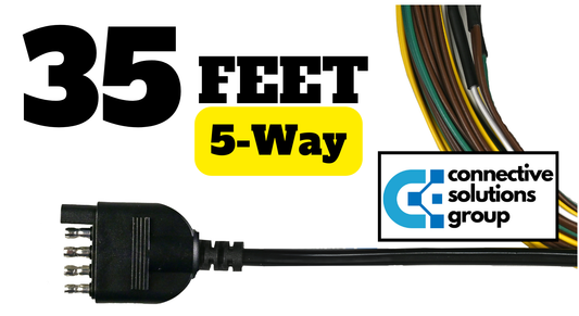 5 Way Trailer Wiring Harness 35FT with Jacketed Cable, 18AWG 5 Pin Flat Trailer Extension Connector Trailer Wiring Color-Coded Pure Copper, Trailer-Side 5 Pin Trailer Wire for Utility Boat