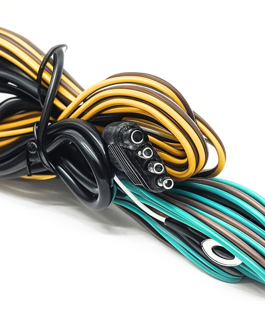 4 Way Trailer Wiring Harness 30FT with Jacketed Cable, 18AWG 4 Pin Flat Trailer Extension Connector Trailer Wiring Color-Coded Pure Copper, Trailer-Side 4 Pin Trailer Wire for Utility Boat