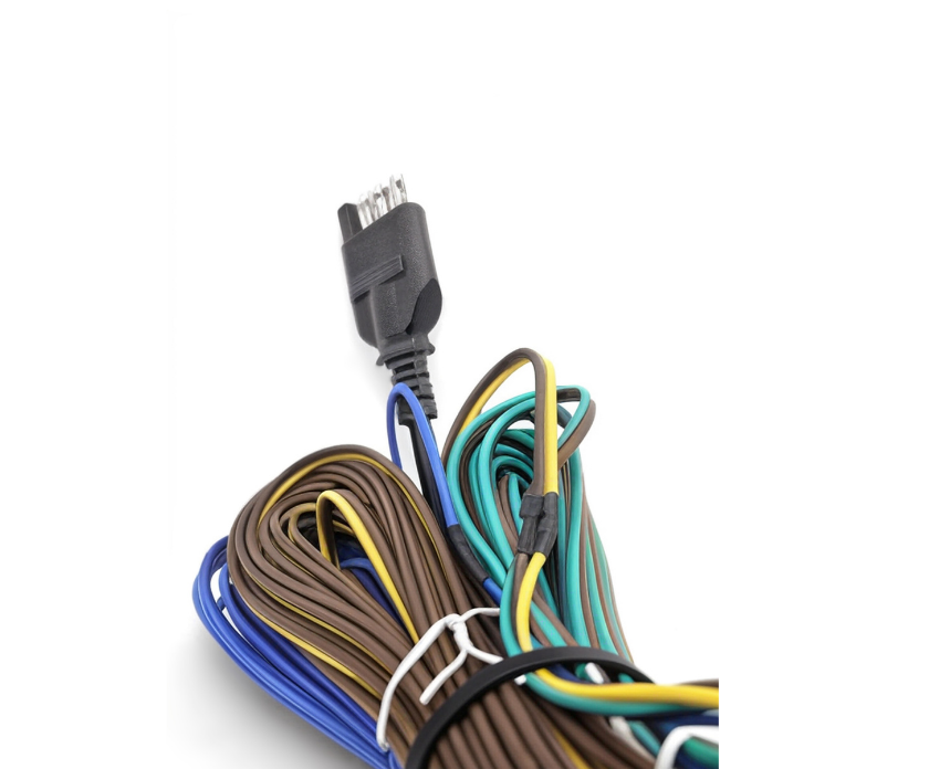 30FT 5-Way Trailer Wiring Harness, Jacketed 18AWG Cable, 5-Pin Flat Color-Coded Copper Extension, Trailer-Side for Utility & Boat Trailers